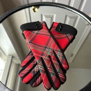 Plaid Red and Black Women’s Gloves
